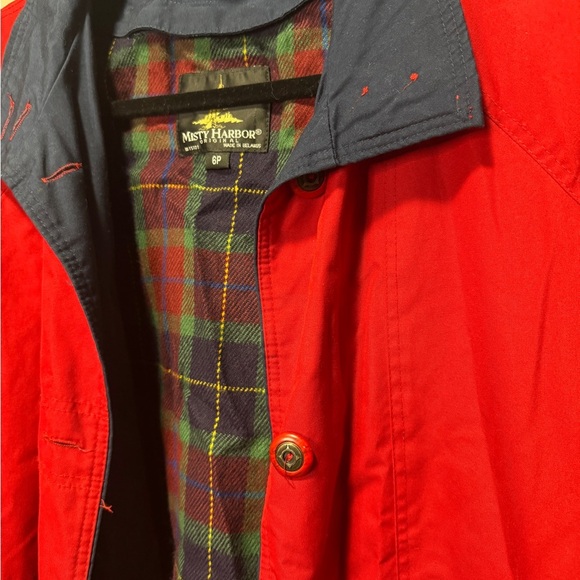 Misty Harbor Any Weather Rain Coat Womens P6 Red Fabric Lined Slick Pockets Sm - Picture 2 of 8